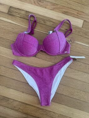 Victoria’s Secret PINK Swim Fuchsia Pink Shimmer 2 Piece Bikini